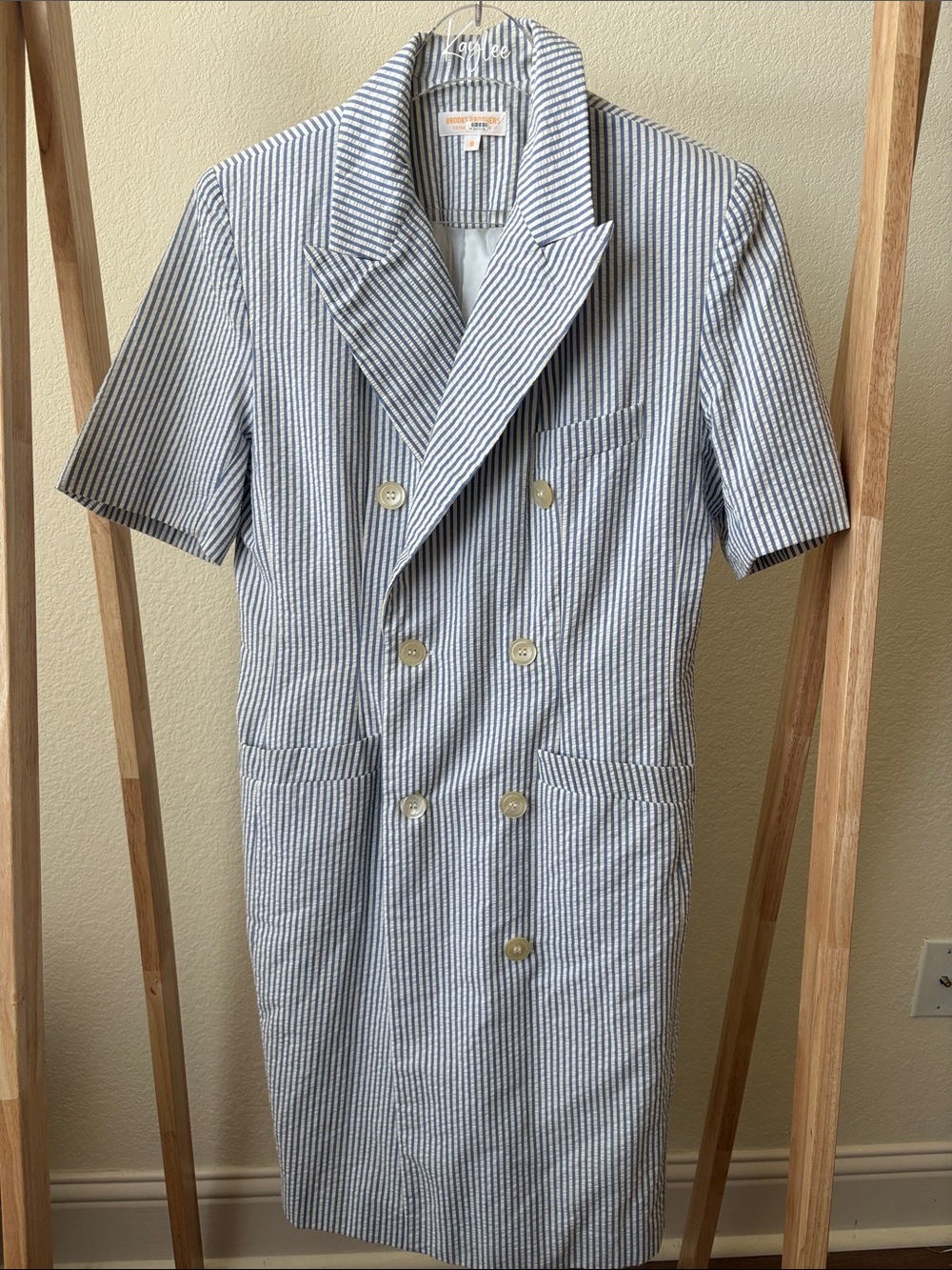 Brooks Brothers Blue and White Striped Midi Dress